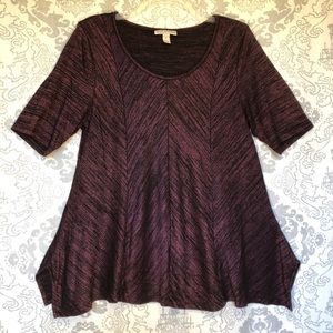 Dana Buchman Purple & Black Flare Shirt Top